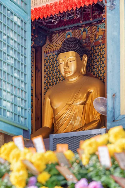 Seoul Güney Kore Ekim 2017 Buda Heykeli Jogyesa Tapınağı Pencereden — Stok fotoğraf