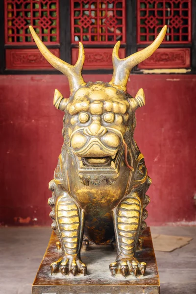 Chengdu Chine Septembre 2017 Incroyable Statue Lion Gardien Chinois Mystique — Photo