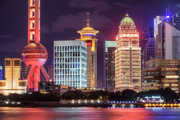 Beautiful Night View Colorful Glowing Modern Buildings Pudong New District — Stock Photo, Image