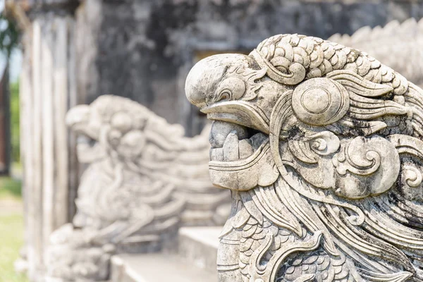 Beautiful Stone Sculptures Dragons Imperial City Hue Vietnam Hue Popular — Stock Photo, Image