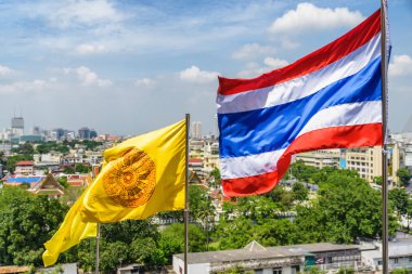 Tayland Krallığı ve Budist bayrağı bayrağı