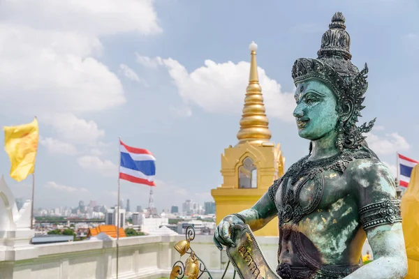 Beautiful view of Buddhist statue at Wat Saket temple. Bangkok