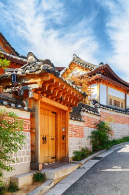 Amazing traditional Korean houses of Bukchon Hanok Village clipart