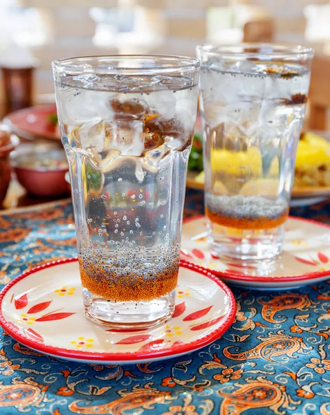 Tasty traditional Iranian drink with chia seeds — Stock Photo, Image