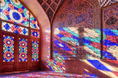 Nasir al-Mulk Camii içinde awesome görünümü, Şiraz, Iran