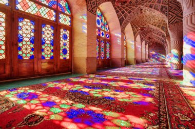 Nasir al-Mulk Camii içinde harika bir görünüm, Shiraz, Iran