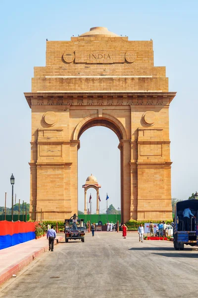 Vista panorámica de la Puerta de la India en Nueva Delhi, India —  Fotos de Stock