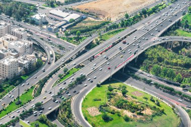 Tahran, İran'da iki katlı yol kavşağı inanılmaz havadan görünümü