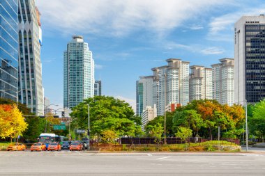 Amazing view of modern buildings at Yeouido, Seoul, South Korea clipart