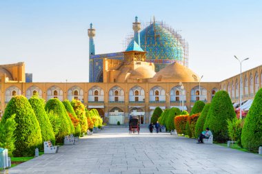Şah Camii 'nin (Imam Camii) muhteşem manzarası, Isfahan, Iran