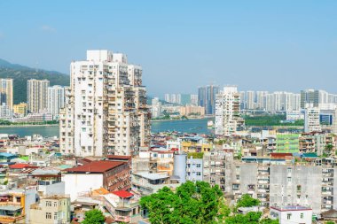 Güneşli bir günde Macau muhteşem görünümü. İnanılmaz şehir manzarası