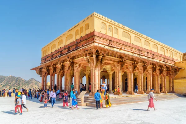 Impresionante vista del Diwan-i-Am, el Fuerte Amer, Jaipur, India — Foto de Stock