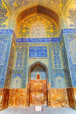 Şah Camii içinde harika mihrap Amazing görünümü, İsfahan