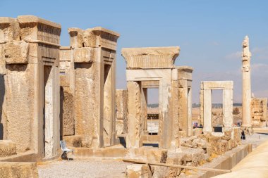 Side view of ruins of the Tachara Palace, Persepolis, Iran