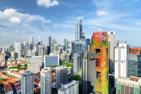 싱가포르 다운타운의 고층 빌딩의 아름다운 전망 — 스톡 사진