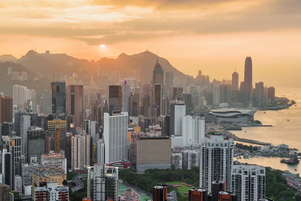 Splendida vista sull'isola di Hong Kong al tramonto — Foto Stock
