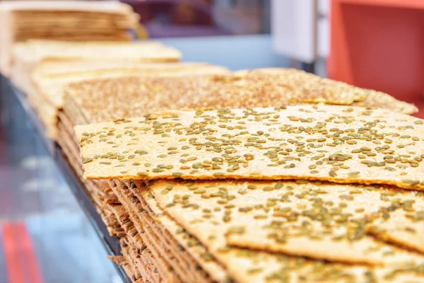 Unusual closeup view of traditional Iranian Sangak Bread — Stock Photo, Image