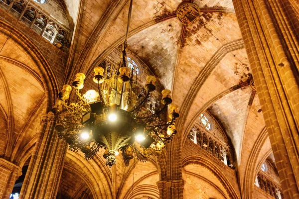 Amazing View Arched Ceiling Awesome Chandelier Cathedral Holy Cross Saint — Stock Photo, Image