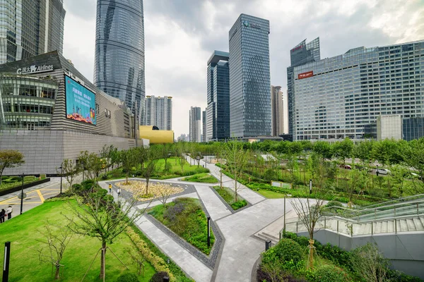 Shanghai China October 2015 Scenic Green Garden Skyscrapers Other Office — Stock Photo, Image