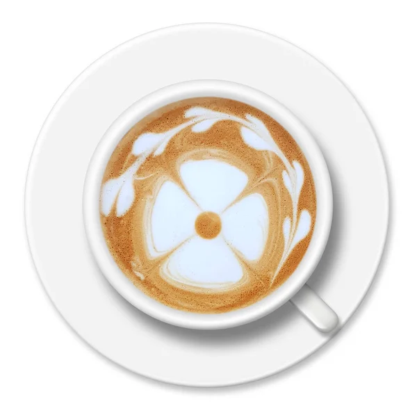 一杯のコーヒーのトップの表示に孤立した白い背景 — ストック写真