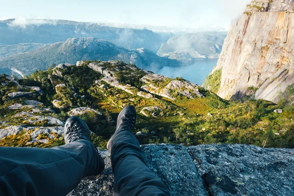 Mattina nebbiosa su Preikestolen — Foto Stock