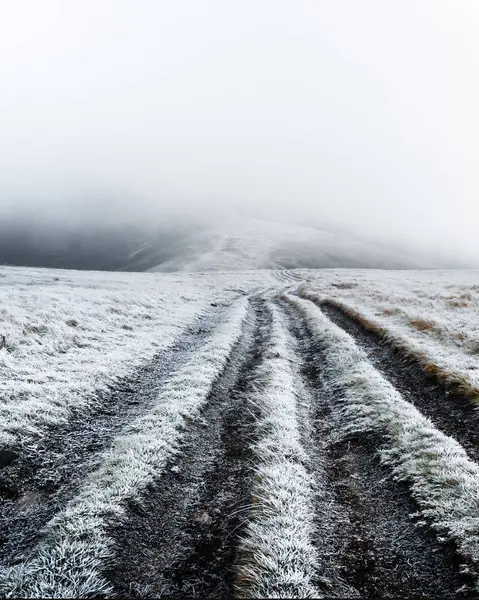 霜で幻想的な秋の風景 — ストック写真