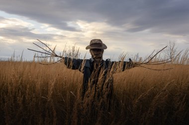 Şapkalı korkunç korkuluk.