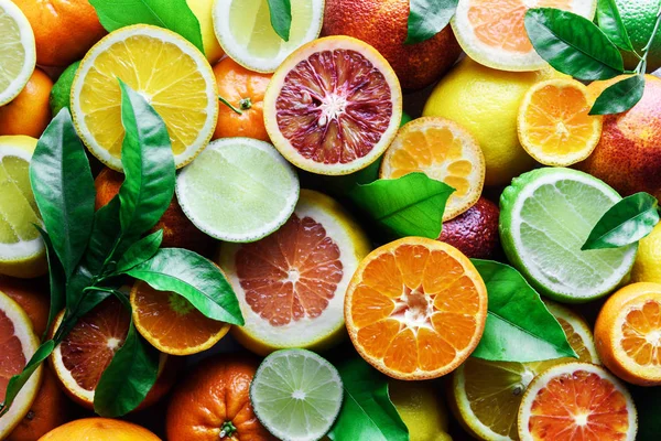 Mix of different citrus fruits closeup