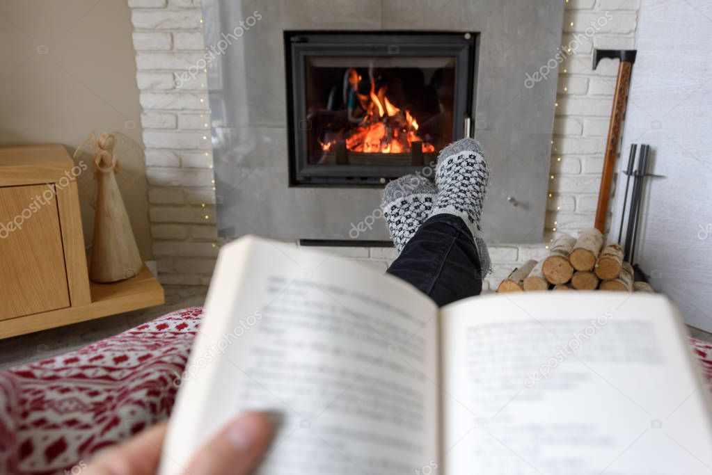 Hygge concept with open book