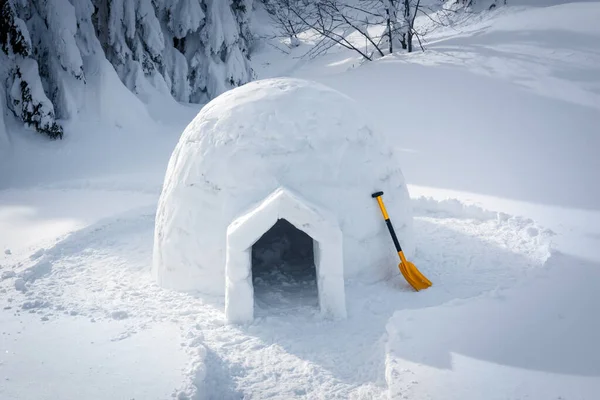 Real snow igloo house in the winter Carpathian mountains — Stock Photo, Image
