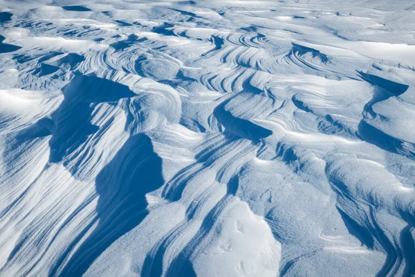 Textura de neve no campo em um dia ensolarado — Fotografia de Stock