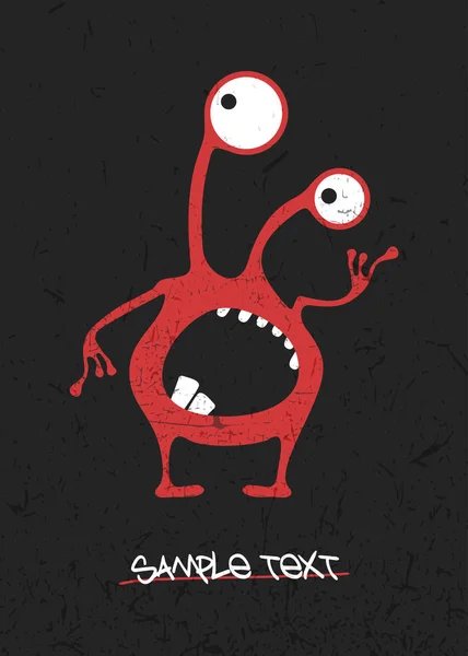 Red Monstro Bonito Fundo Grunge Preto Com Texto Simples Desenhos Ilustrações De Stock Royalty-Free