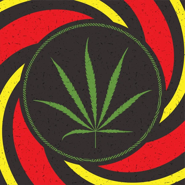 Hoja Cannabis Verde Sobre Fondo Rastafari Ilustración Vectorial — Vector de stock