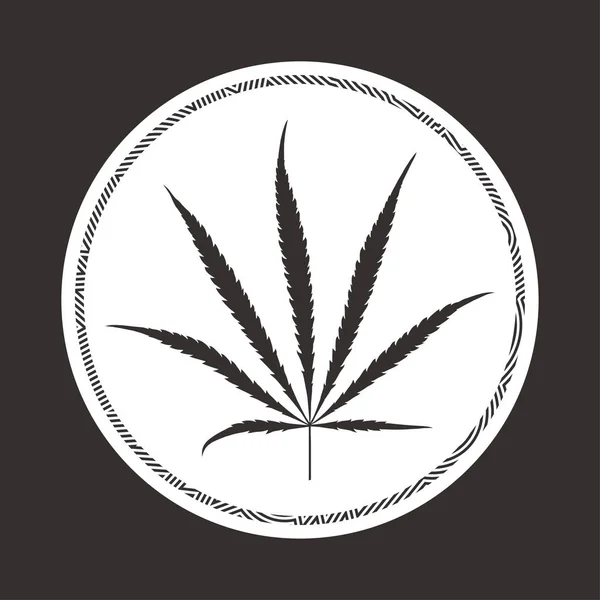 Foglia Cannabis Nera Cerchio Sfondo Vettoriale — Vettoriale Stock