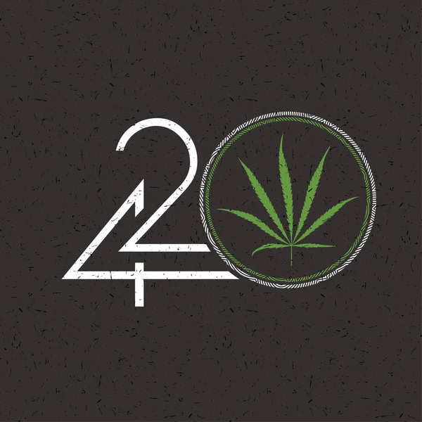 Numéro 420 Avec Feuille Marijuana — Image vectorielle