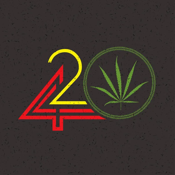 Sayı 420 Marihuana Yaprağı Ile Renk — Stok Vektör