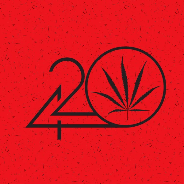 Black Number 420 Marijuana Leaf Circle Grunge Red Background — Stock Vector