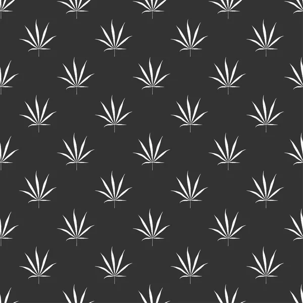 White Cannabis Leaves Seamless Pattern — Stock Vector