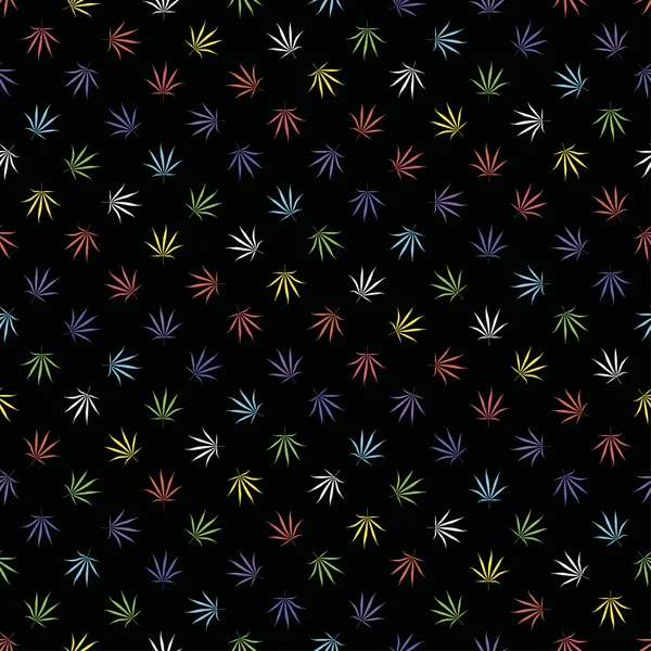 彩色大麻叶 无缝模式 — 图库矢量图片