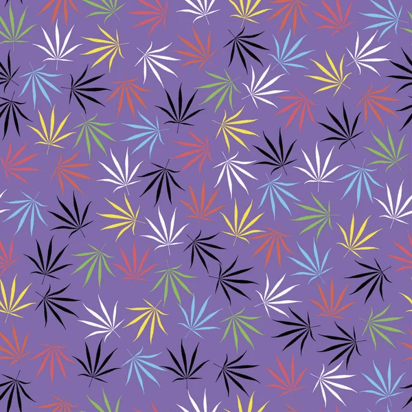 Color Cannabis Leaves Seamless Pattern — Stock Vector