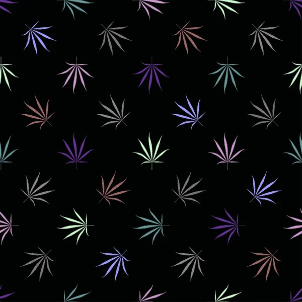 Couleur Feuilles Cannabis Modèle Sans Couture — Image vectorielle
