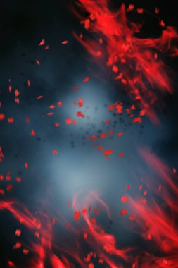 Abstract design of red smoke and motion blurs over dark background clipart