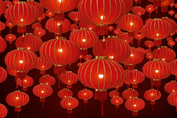 Abstract dark background with red chinese new year lanterns