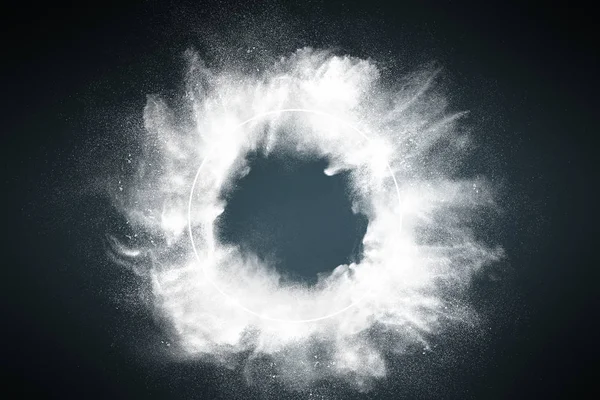 Абстрактное Оформление Кадра Пыльного Взрыва Частицы Порошка Распыляются Темном Фоне — стоковое фото