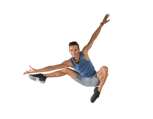 Young handsome man high jumping — Stock Photo, Image