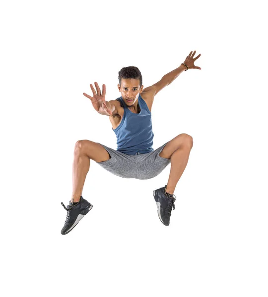 Young handsome man high jumping — Stock Photo, Image