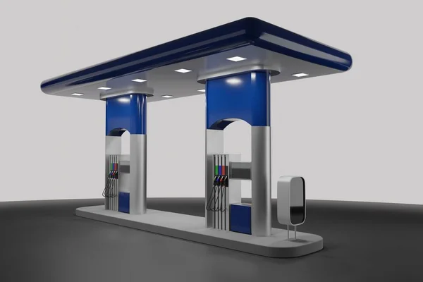 Abstract 3D renderen van tankstation geïsoleerd op witte achtergrond — Stockfoto