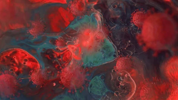 Concepto Abstracto Del Virus Corona Con Células Vivas Fondo — Foto de Stock
