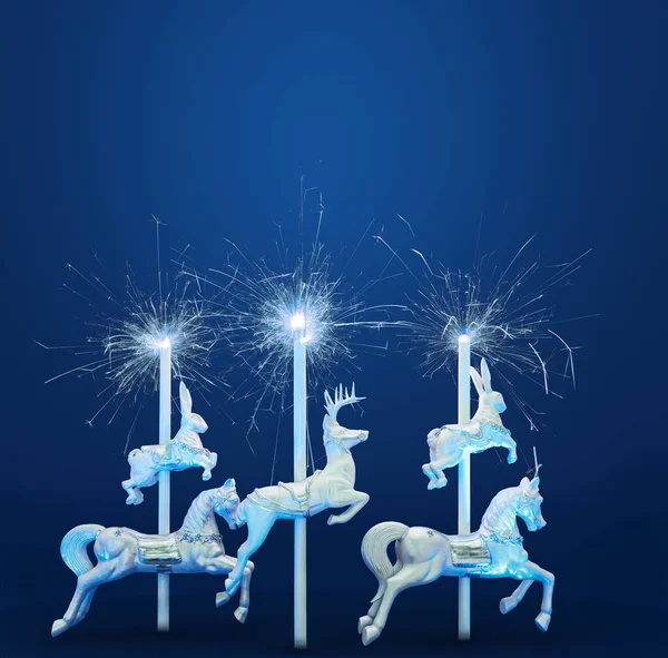 Abstract Christmas Background Animals Carousel — Stock Photo, Image