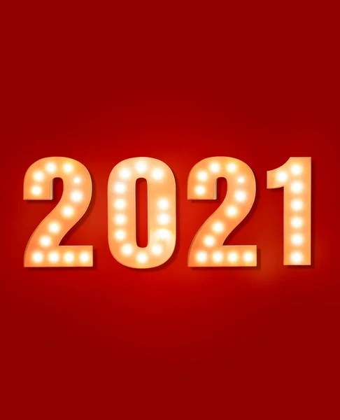 Περίληψη 2021 Έτος Φόντο Πρότυπο Ημερολογίου Κομμάτια Από Ηλεκτρικούς Λαμπτήρες — Φωτογραφία Αρχείου